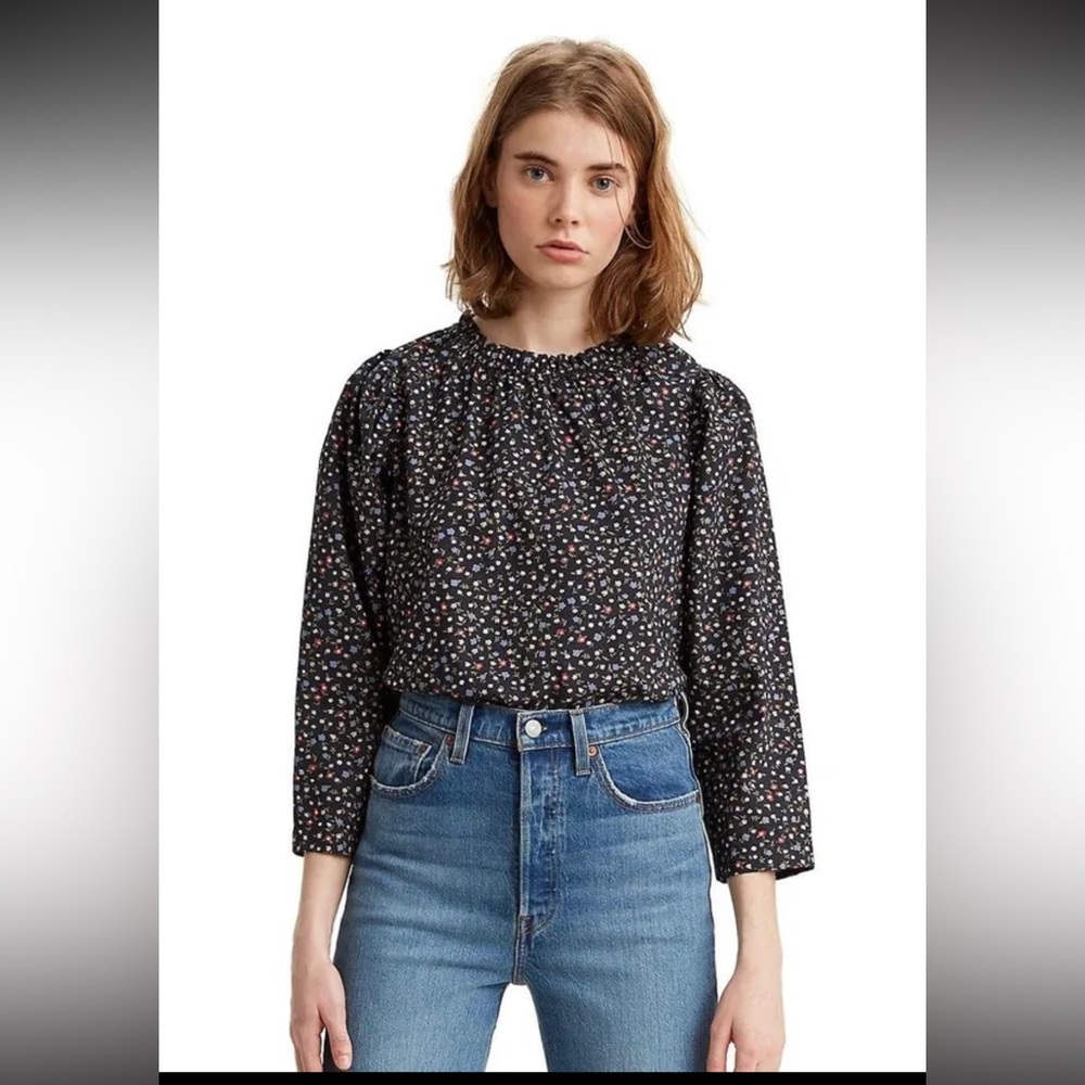 NWT Women’s Levi’s Lena Ruffled Crewneck Blouse size XL multicolor floral print